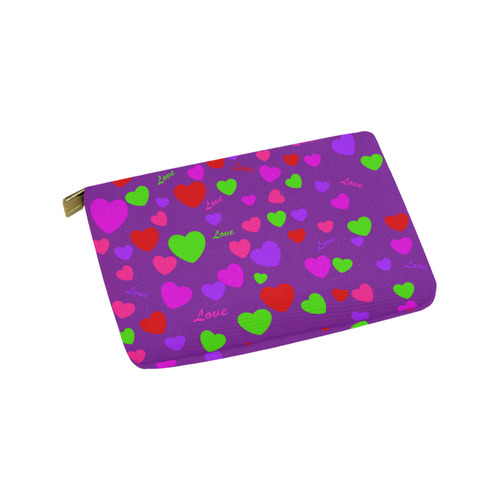 Love And Hearts Purple Carry-All Pouch 9.5''x6''