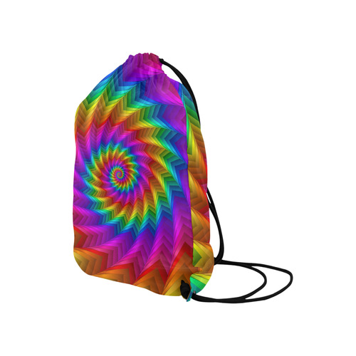 Psychedelic Rainbow Spiral Medium Drawstring Bag Model 1604 (Twin Sides) 13.8"(W) * 18.1"(H)