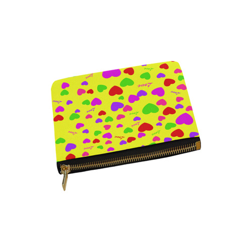 Love And Hearts Yellow Carry-All Pouch 6''x5''