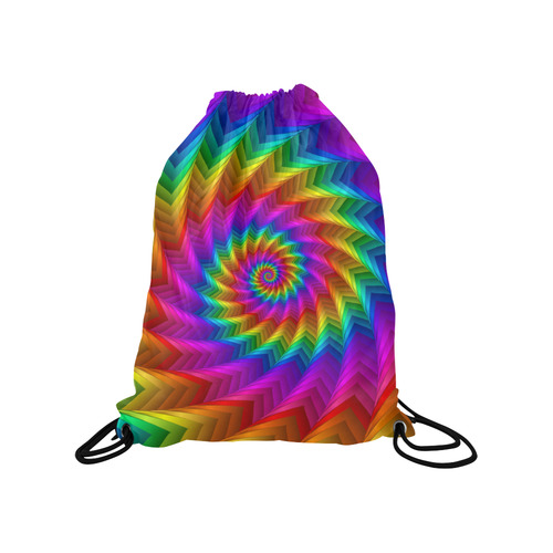 Psychedelic Rainbow Spiral Medium Drawstring Bag Model 1604 (Twin Sides) 13.8"(W) * 18.1"(H)