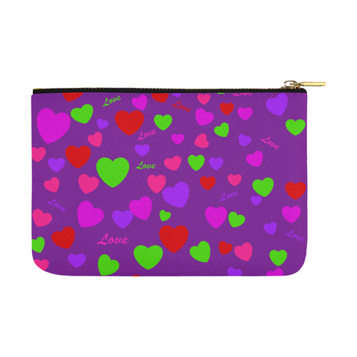 Love And Hearts Purple Carry-All Pouch 12.5''x8.5''