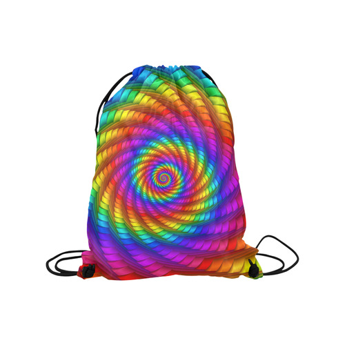 Psychedelic Rainbow Spiral Medium Drawstring Bag Model 1604 (Twin Sides) 13.8"(W) * 18.1"(H)