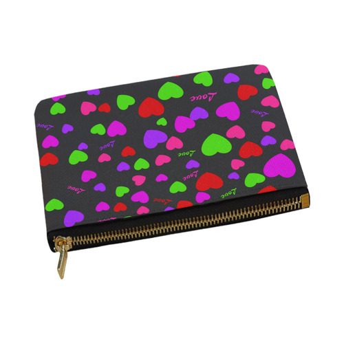 Love And Hearts Black Carry-All Pouch 12.5''x8.5''