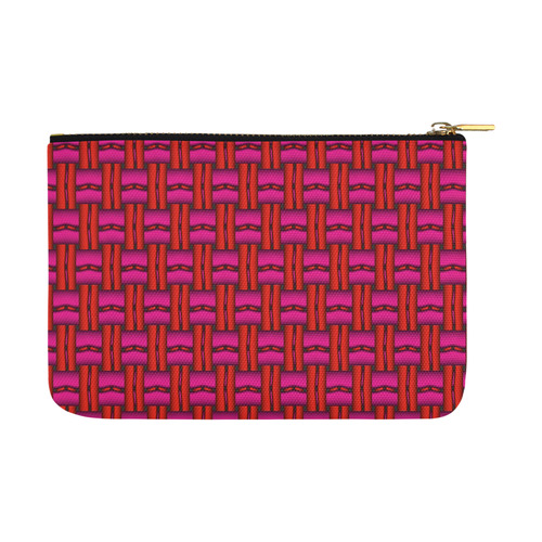 Red Pink Basket Weave Carry-All Pouch 12.5''x8.5''