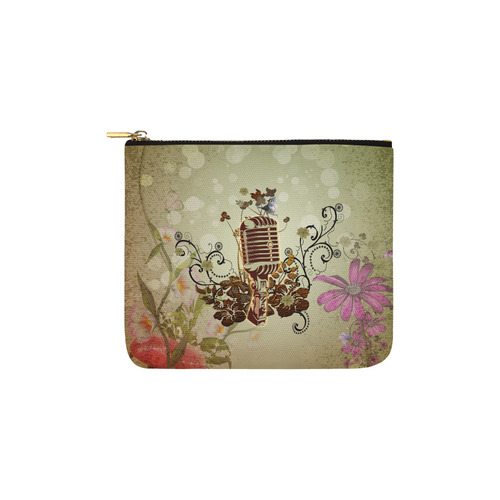 Music, microphone with cute bird Carry-All Pouch 6''x5''