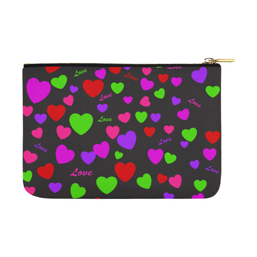 Love And Hearts Black Carry-All Pouch 12.5''x8.5''