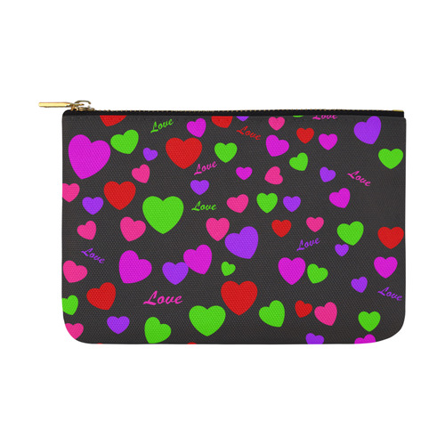 Love And Hearts Black Carry-All Pouch 12.5''x8.5''