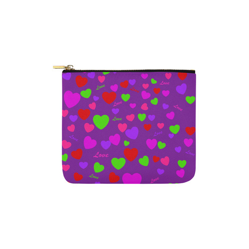 Love And Hearts Purple Carry-All Pouch 6''x5''