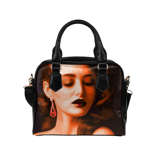 Beautiful Woman Portrait Shoulder Handbag (Model 1634)