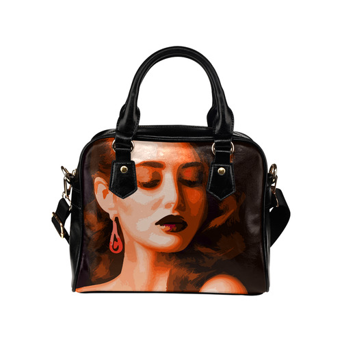 Beautiful Woman Portrait Shoulder Handbag (Model 1634)