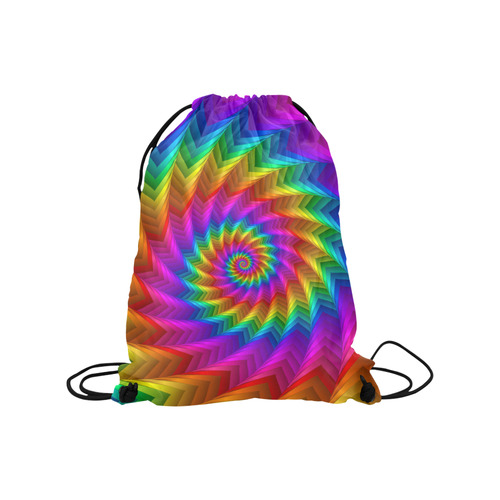 Psychedelic Rainbow Spiral Medium Drawstring Bag Model 1604 (Twin Sides) 13.8"(W) * 18.1"(H)