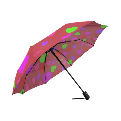 Love And Hearts Red Auto-Foldable Umbrella (Model U04)
