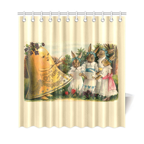 Happy Easter Vintage German Bunny Chorus Shower Curtain 69"x72"