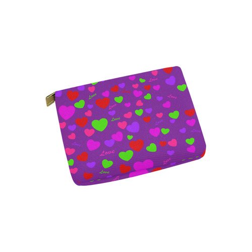 Love And Hearts Purple Carry-All Pouch 6''x5''