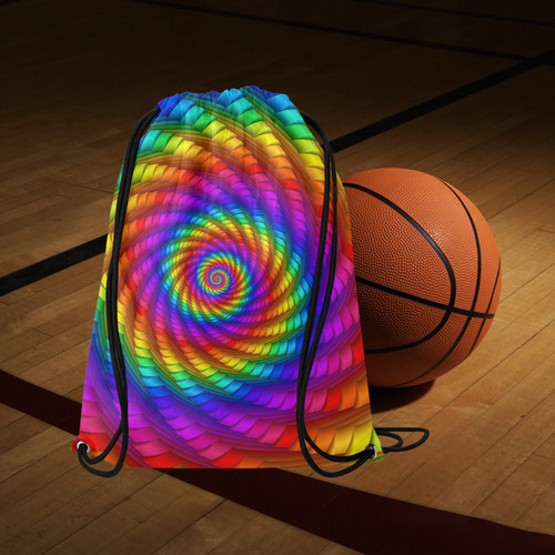 Psychedelic Rainbow Spiral Medium Drawstring Bag Model 1604 (Twin Sides) 13.8"(W) * 18.1"(H)