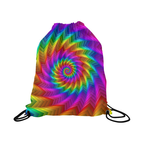 Psychedelic Rainbow Spiral Large Drawstring Bag Model 1604 (Twin Sides)  16.5"(W) * 19.3"(H)