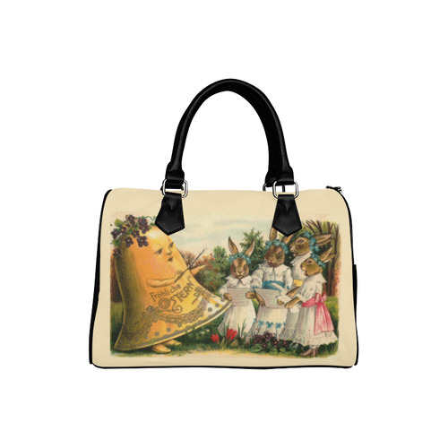 Happy Easter Vintage German Bunny Chorus Boston Handbag (Model 1621)