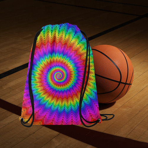 Psychedelic Rainbow Spiral Medium Drawstring Bag Model 1604 (Twin Sides) 13.8"(W) * 18.1"(H)