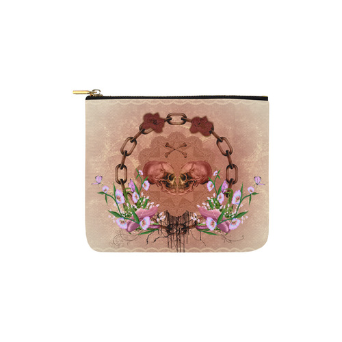 Awesome skulls with flowres Carry-All Pouch 6''x5''