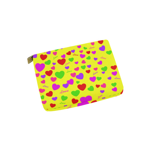 Love And Hearts Yellow Carry-All Pouch 6''x5''