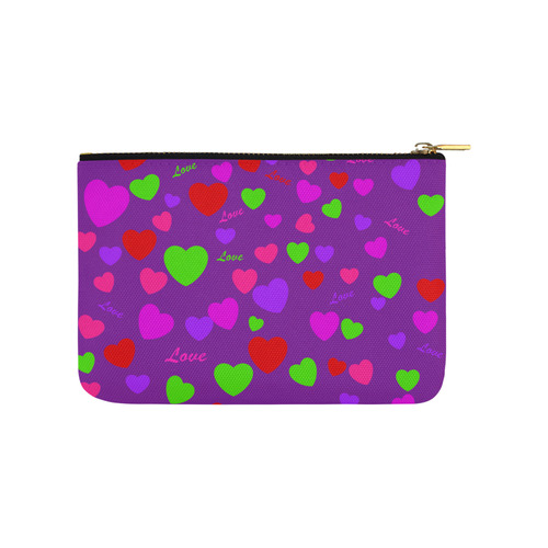 Love And Hearts Purple Carry-All Pouch 9.5''x6''