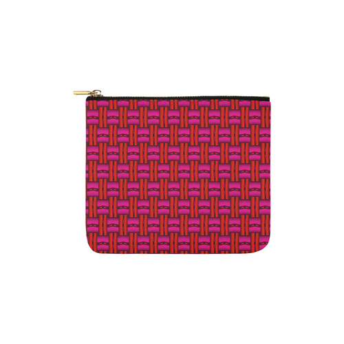 Red Pink Basket Weave Carry-All Pouch 6''x5''