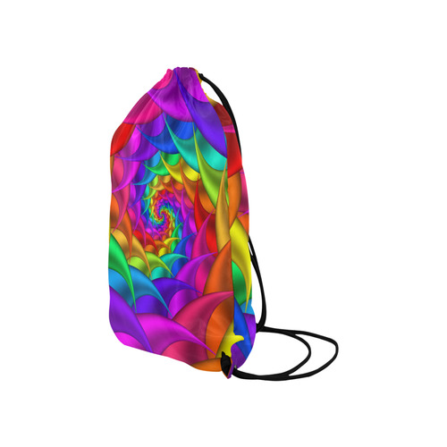 Psychedelic Rainbow Spiral Small Drawstring Bag Model 1604 (Twin Sides) 11"(W) * 17.7"(H)