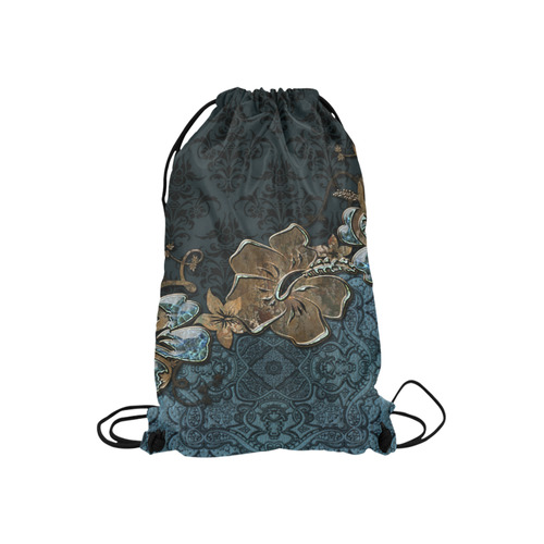 Beautidul vintage design in blue colors Small Drawstring Bag Model 1604 (Twin Sides) 11"(W) * 17.7"(H)