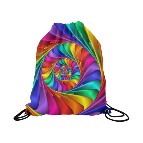 Psychedelic Rainbow Spiral Large Drawstring Bag Model 1604 (Twin Sides)  16.5"(W) * 19.3"(H)