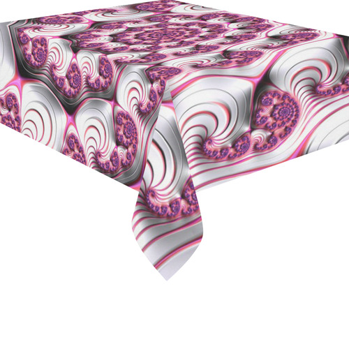 Pink Candy Divinity Fudge Fractal Art Cotton Linen Tablecloth 52"x 70"