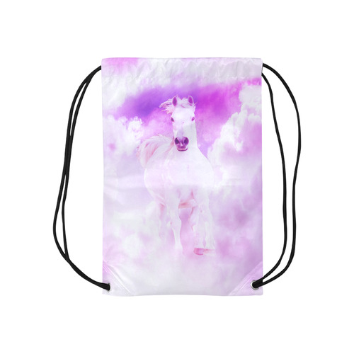 Romantic Pink Horse In The Sky Small Drawstring Bag Model 1604 (Twin Sides) 11"(W) * 17.7"(H)