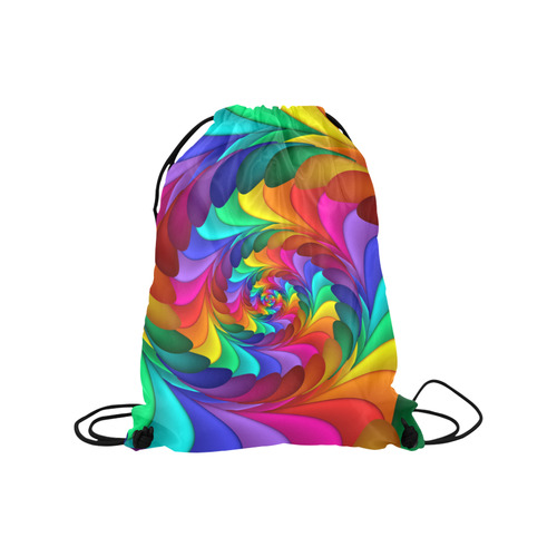 Psychedelic Rainbow Spiral Medium Drawstring Bag Model 1604 (Twin Sides) 13.8"(W) * 18.1"(H)