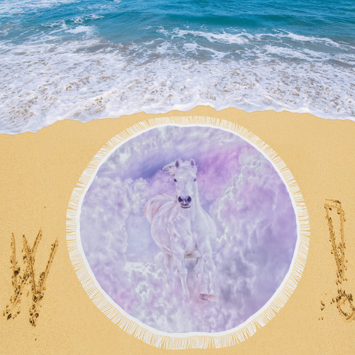 Romantic Horse Of Clouds Circular Beach Shawl 59"x 59"