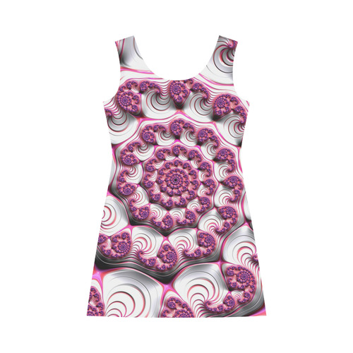 Pink Candy Divinity Fudge Fractal Art Bateau A-Line Skirt (D21)