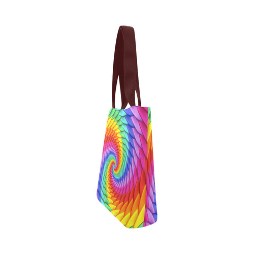 Psychedelic Rainbow Spiral Canvas Tote Bag (Model 1657)