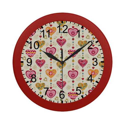 Cute Hearts Circular Plastic Wall clock