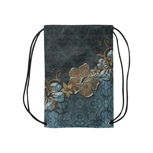 Beautidul vintage design in blue colors Small Drawstring Bag Model 1604 (Twin Sides) 11"(W) * 17.7"(H)
