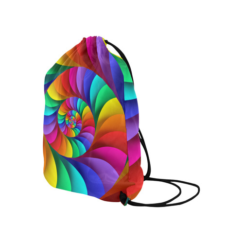 Psychedelic Rainbow Spiral Large Drawstring Bag Model 1604 (Twin Sides)  16.5"(W) * 19.3"(H)