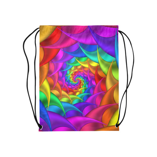 Psychedelic Rainbow Spiral Medium Drawstring Bag Model 1604 (Twin Sides) 13.8"(W) * 18.1"(H)