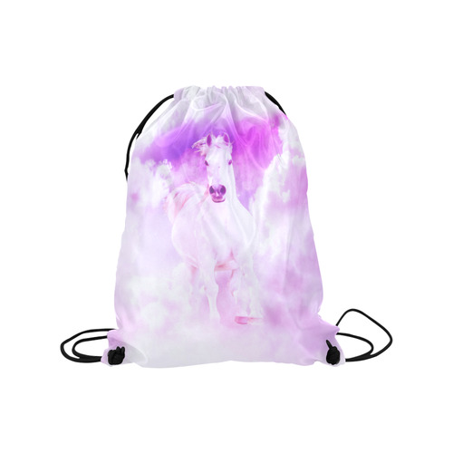 Romantic Pink Horse In The Sky Medium Drawstring Bag Model 1604 (Twin Sides) 13.8"(W) * 18.1"(H)