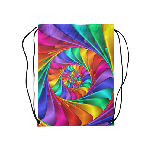 Psychedelic Rainbow Spiral Medium Drawstring Bag Model 1604 (Twin Sides) 13.8"(W) * 18.1"(H)