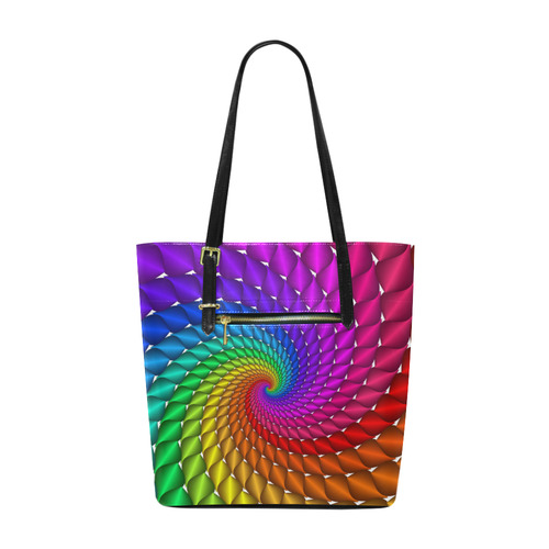 Psychedelic Rainbow Spiral Euramerican Tote Bag/Small (Model 1655)