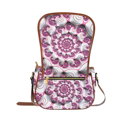 Pink Candy Divinity Fudge Fractal Art Saddle Bag/Large (Model 1649)