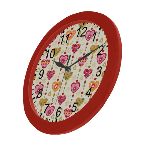 Cute Hearts Circular Plastic Wall clock