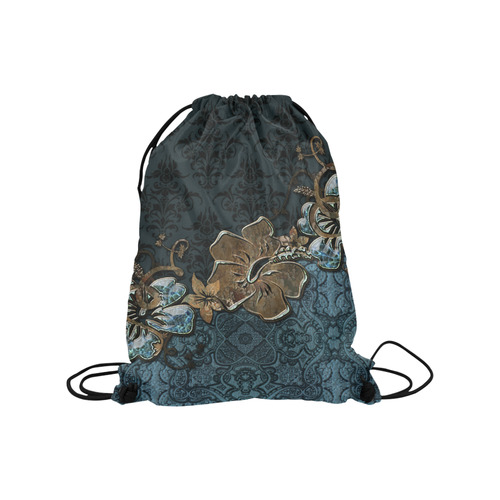 Beautidul vintage design in blue colors Medium Drawstring Bag Model 1604 (Twin Sides) 13.8"(W) * 18.1"(H)