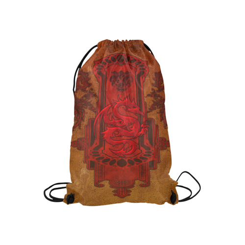 The red chinese dragon Small Drawstring Bag Model 1604 (Twin Sides) 11"(W) * 17.7"(H)