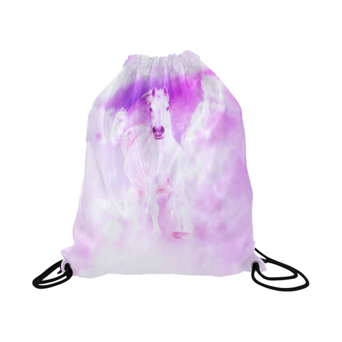 Romantic Pink Horse In The Sky Large Drawstring Bag Model 1604 (Twin Sides)  16.5"(W) * 19.3"(H)