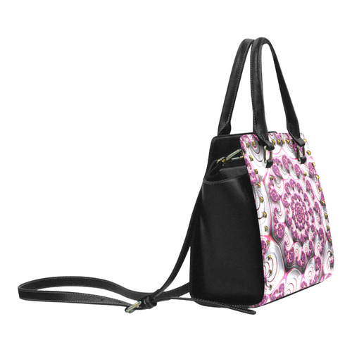 Pink Candy Divinity Fudge Fractal Art Rivet Shoulder Handbag (Model 1645)