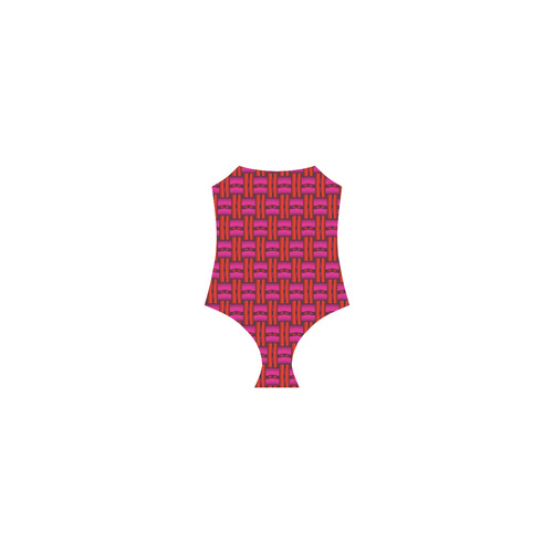 Red Pink Basket Weave Strap Swimsuit ( Model S05)
