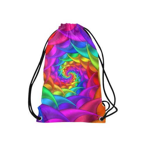 Psychedelic Rainbow Spiral Small Drawstring Bag Model 1604 (Twin Sides) 11"(W) * 17.7"(H)